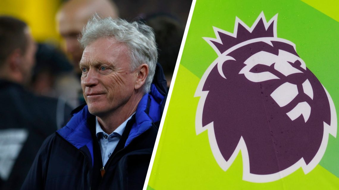 Split image of David Moyes, manager of Everton and the Premier League logo.