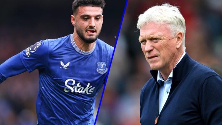 Armando Broja plays for Everton on loan in their defeat to Man City. David Moyes watches on as Everton beat Nottingham Forest.