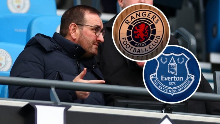 Kevin Thelwell watches on as Everton play Manchester City at the Etihad Stadium.