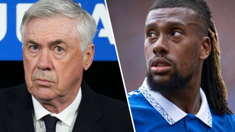 Carlo Ancelotti manages Real Madrid in a La Liga game. Alex Iwobi during his spell at Everton.