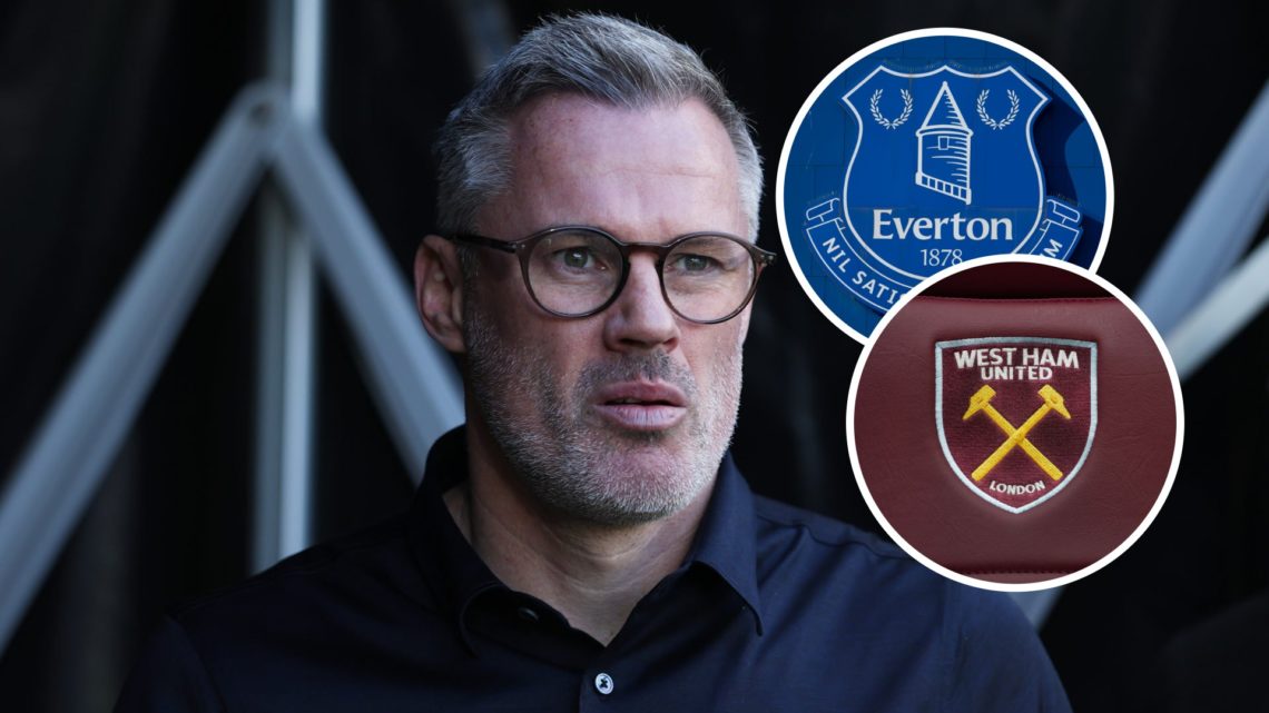 Jamie Carragher works a Premier League game as a pundit for Sky Sports.