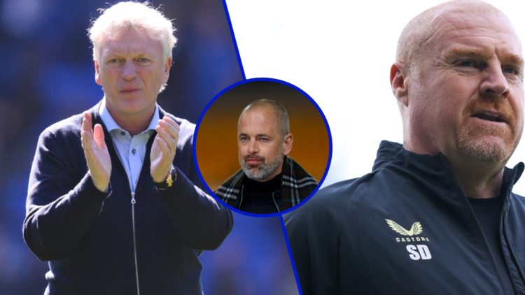 Split image of David Moyes manager of Everton. Inset, former Chelsea midfielder Joe Cole and former Everton manager Sean Dyche