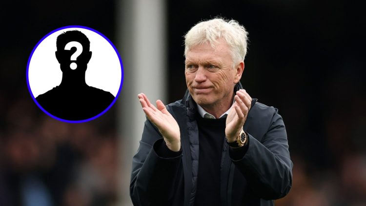 Everton manager David Moyes applauds (right), and mystery player (inset)