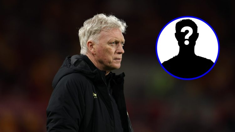 Everton manager David Moyes looks on (left), mystery player (inset)