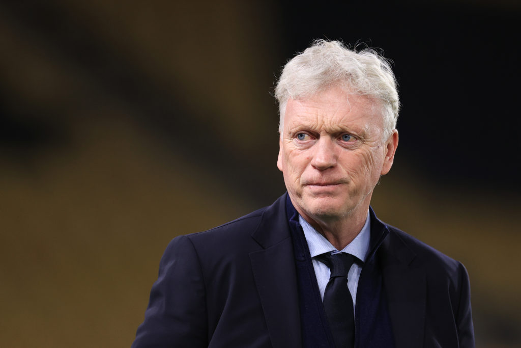 Everton manager David Moyes looks on.