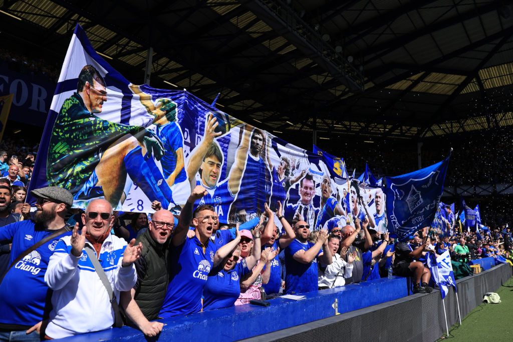 Everton fans during the game between Everton and Ipswich Town at Goodison Park