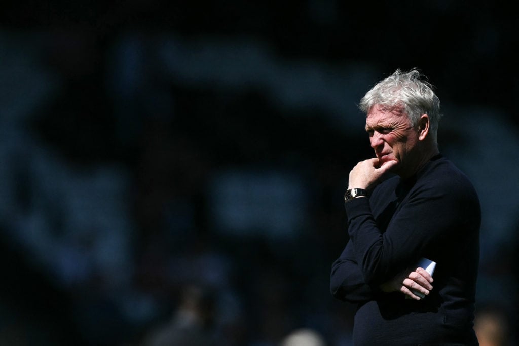Everton manager David Moyes looks on.