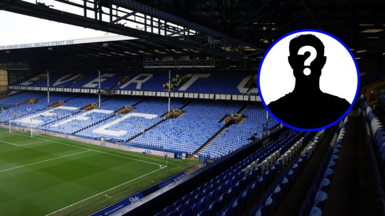A general view of Goodison Park (central), mystery player (inset)