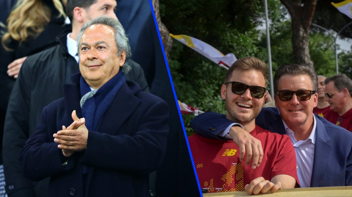 Farhad Moshiri watches on as the Everton owner. Dan and Ryan Friedkin celebrate AS Roma's Europa Conference League triumph.