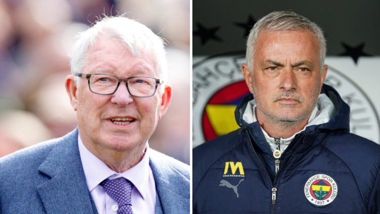 Former Manchester United manager Sir Alex Ferguson. Fenerbahce manager Jose Mourinho.