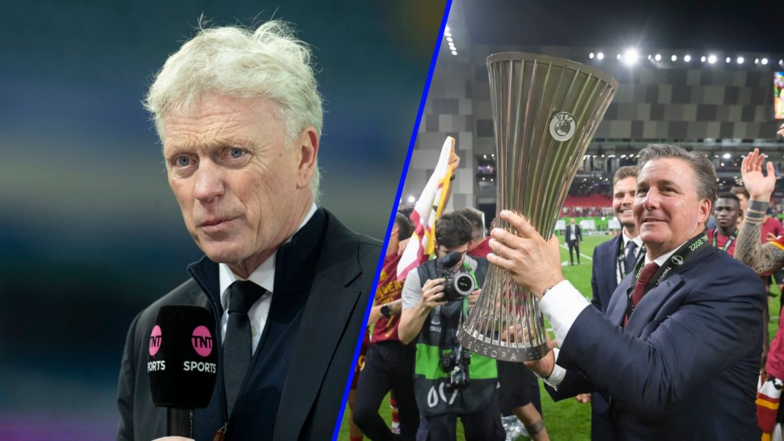 David Moyes speaks to TNT Sports after Everton vs Liverpool. Dan Friedkin lifts the Europa Conference League trophy for AS Roma.