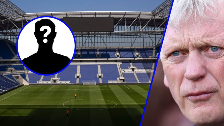 Bramley-Moore Dock (left), Everton manager David Moyes (right), mystery player (inset)