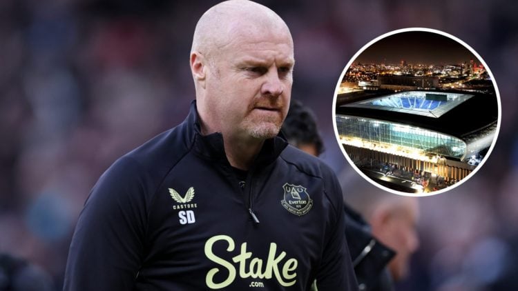 Former Everton manager Sean Dyche. Inset of new Bramley-Moore Dock Stadium