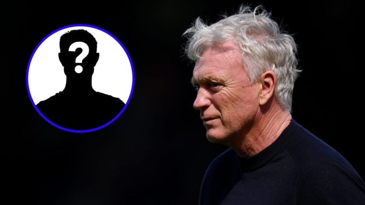 Everton manager David Moyes looks on (right), mystery player (inset)