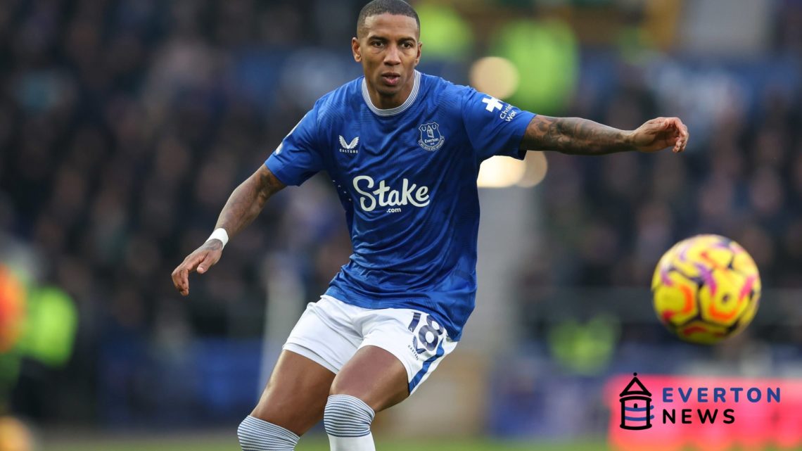 Ashley Young looks on as Everton play the Premier League.