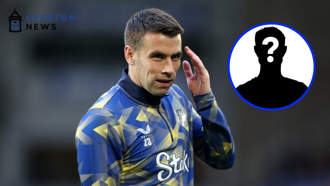 Seamus Coleman warms up ahead of an Everton game in the Premier League.