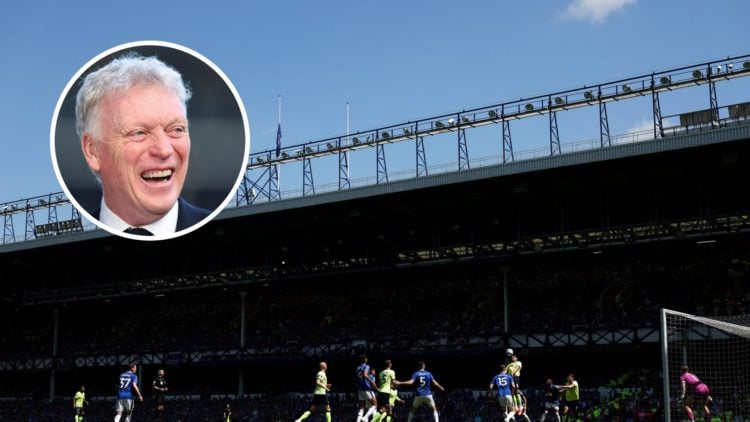 A view of Goodison Park with Everton taking on Southampton (central), mystery player (inset)