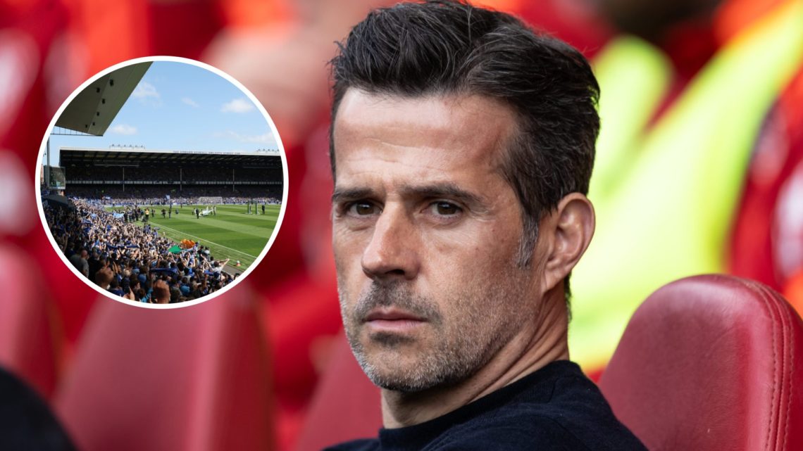 Former Everton manager Marco Silva looks on. Inset of Goodison Park.