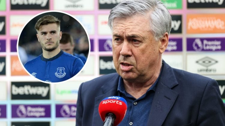 Former Everton manager Carlo Ancelotti. Inset of Luke Garbutt.