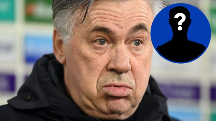 Carlo Ancelotti as Everton manager in 2021. Inset, EN Mystery Player Icon