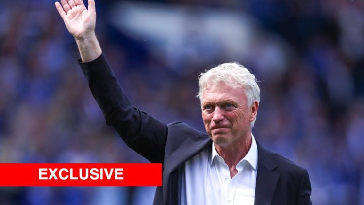 Everton manager David Moyes waving to fans. Exclusive image banner.