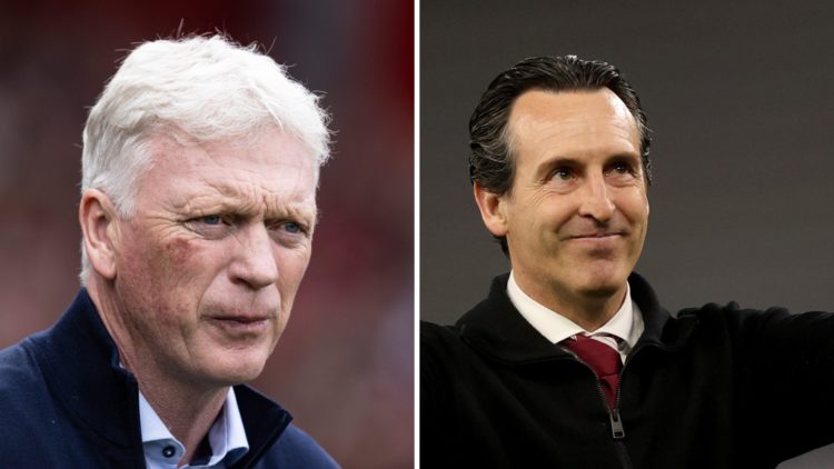 Everton manager David Moyes. Aston Villa boss Unai Emery.