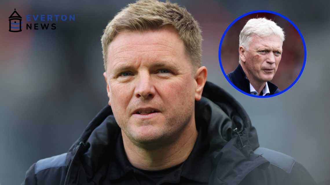 Eddie Howe looks on as Newcastle United play in the Premier League. David Moyes manages his Everton side to victory over Nottingham Forest.