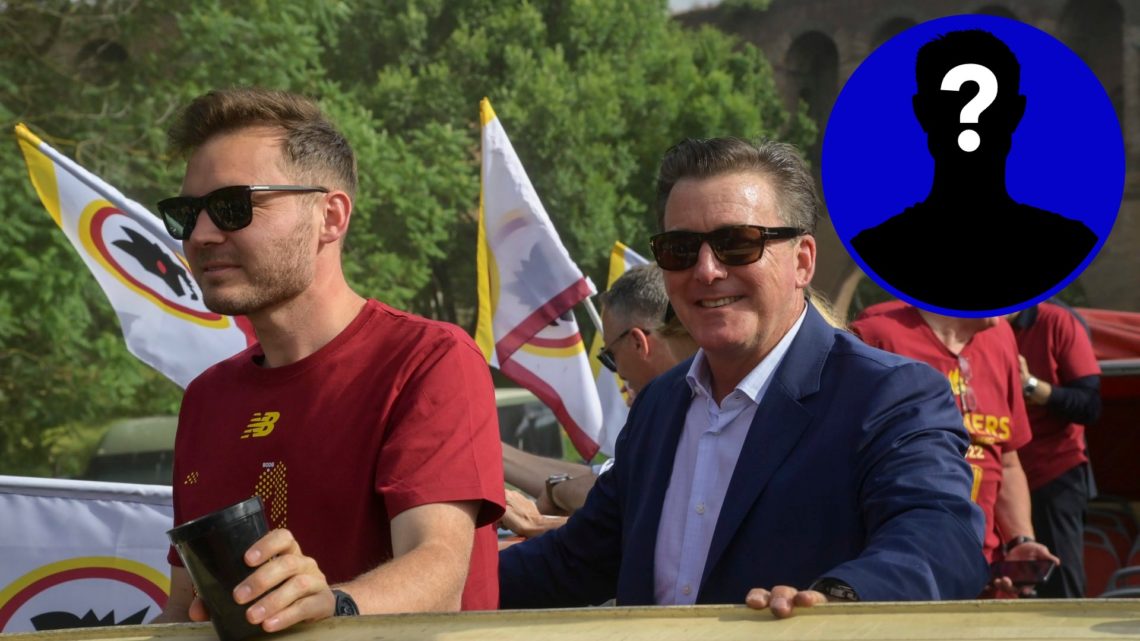 Everton owner Dan Friedkin with his son, Ryan, in 2022. Inset, EN Mystery Player icon.