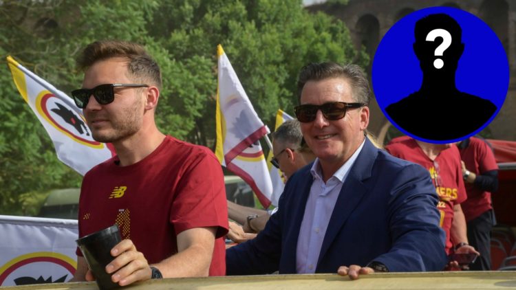 Everton owner Dan Friedkin with his son, Ryan, in 2022. Inset, EN Mystery Player icon.