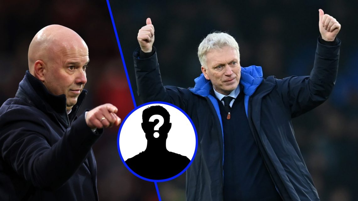 Arne Slot directs his Liverpool side in a Premier League match. David Moyes claps the Everton fans after beating Tottenham Hotspur.