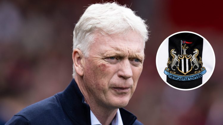 Everton manager David Moyes. Inset of the Newcastle United badge.
