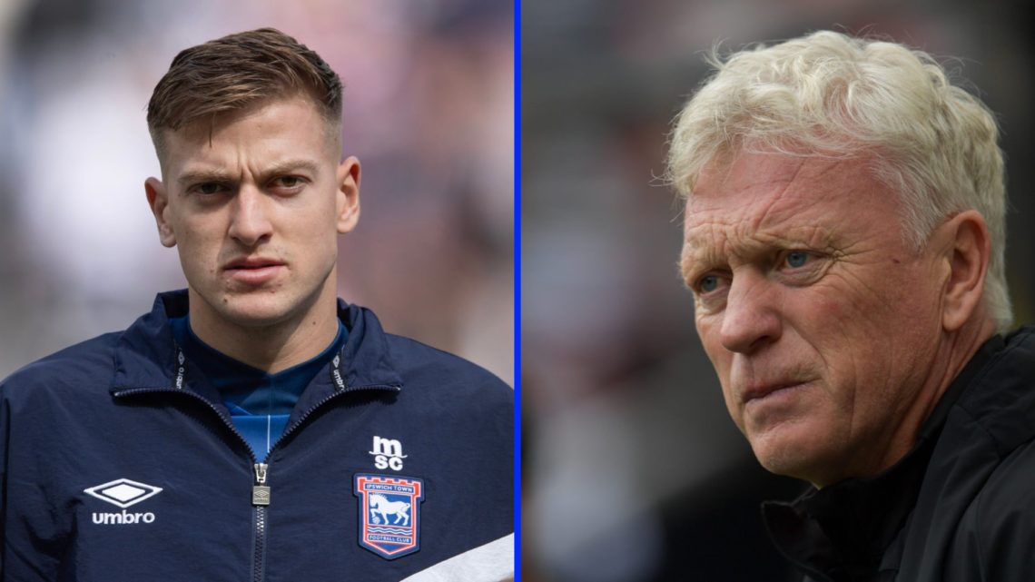 Liam Delap looks on ahead of Ipswich Town's game in the Premier League. David Moyes stands in the dugout ahead of Newcastle United vs Everton.