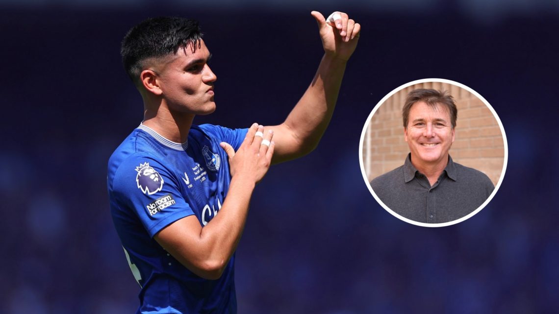 Carlos Alcaraz gives the thumbs up after playing for Everton against Ipswich Town in the Premier League.