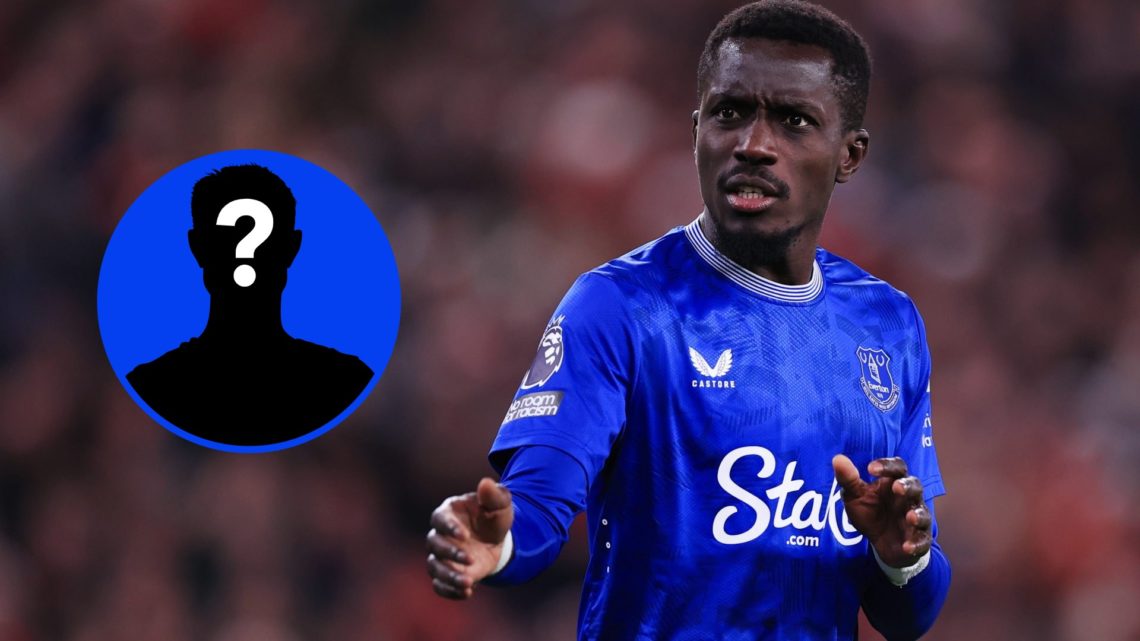 Idrissa Gana Gueye talks to his Everton teammates in their game against Liverpool.