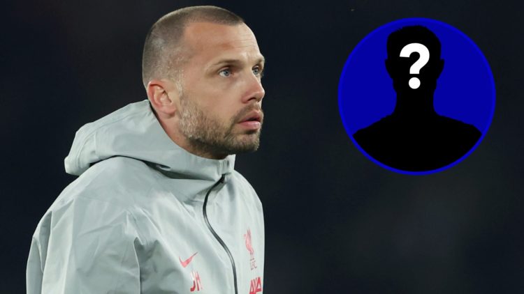 Former Everton defender John Heitinga as Liverpool coach in 2025. Inset, EN Mystery player.