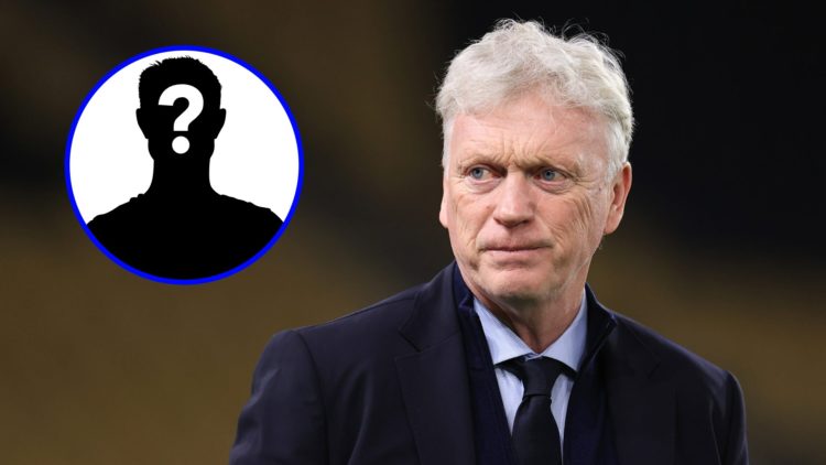 Everton manager David Moyes looks on (central), mystery player (inset)