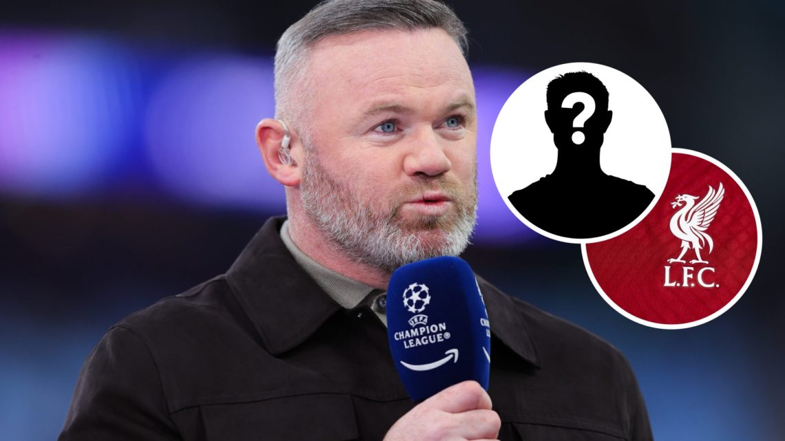 Wayne Rooney speaks as a pundit during a Champions League game.