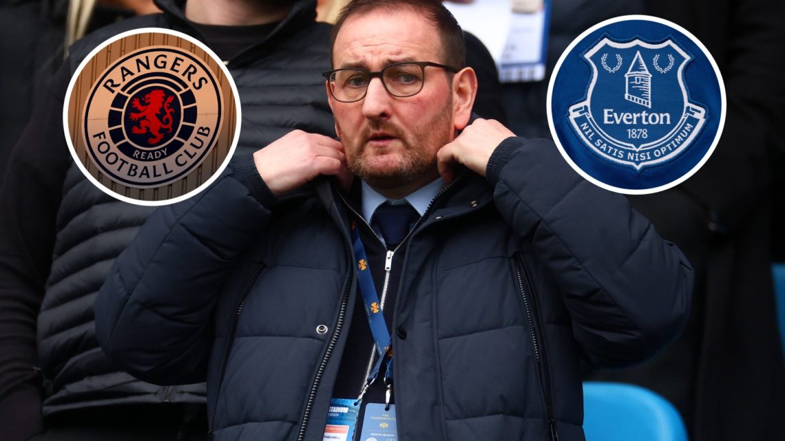 Kevin Thelwell watches on from the stands as Everton play in the Premier League.