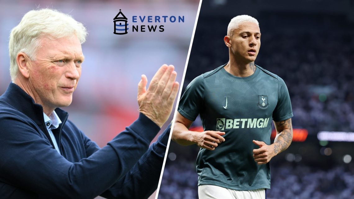 David Moyes applauds Everton fans after Nottingham Forest victory. Richarlison warms up for Tottenham Hotspur vs Bodo/Glimt.