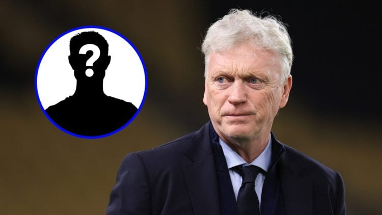 Everton manager David Moyes (central), mystery player (inset)