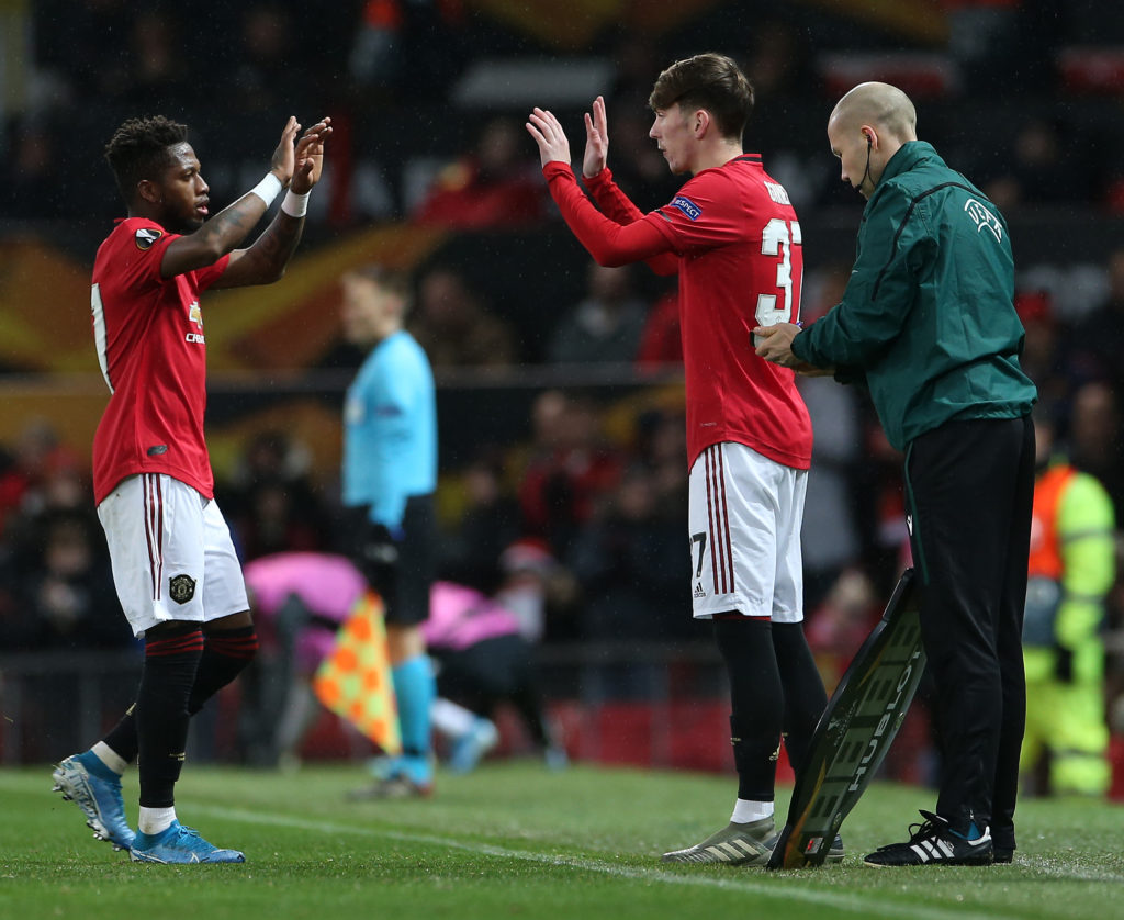 James Garner substitutes Fred during Manchester United vs Partizan in the Europa League.