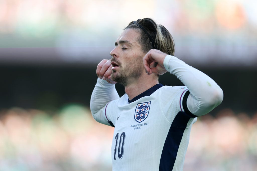 Jack Grealish celebrates for England against Ireland.