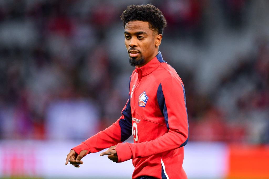 Angel Gomes warming up before Lille OSC v Stade Rennais.