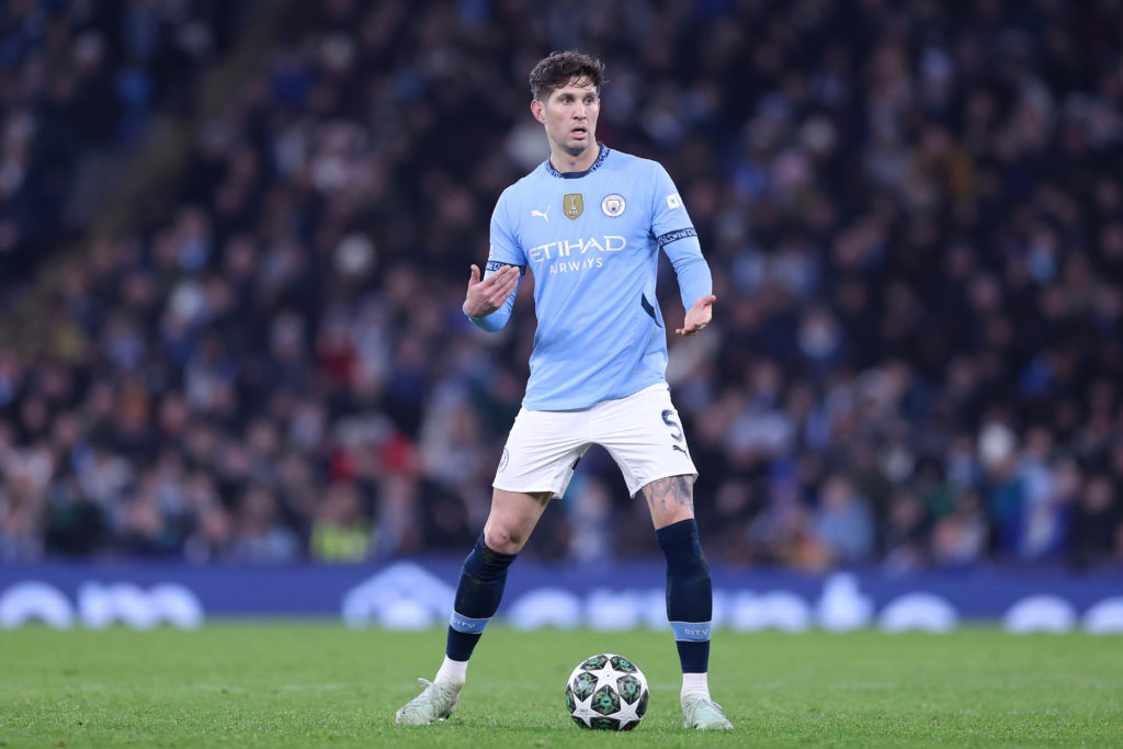 John Stones on the ball during Manchester City vs Real Madrid.