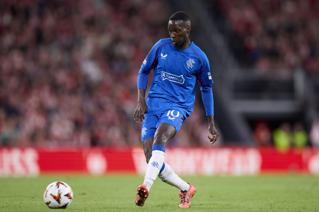 Mohamed Diomande during a Europa League game between Rangers and Athletic Bilbao