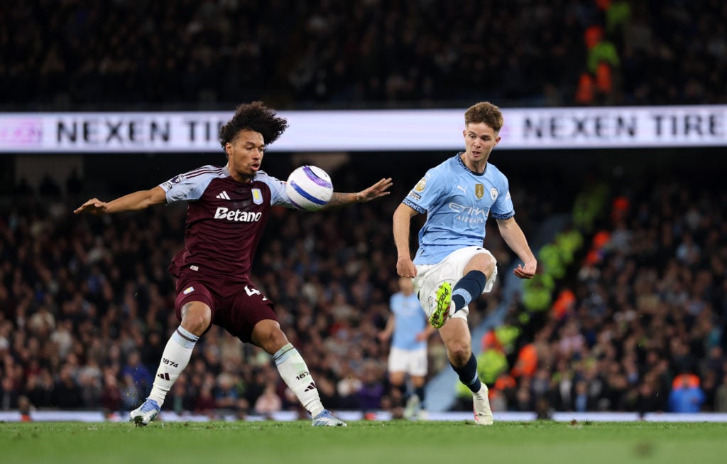 James McAtee playing for Manchester City.