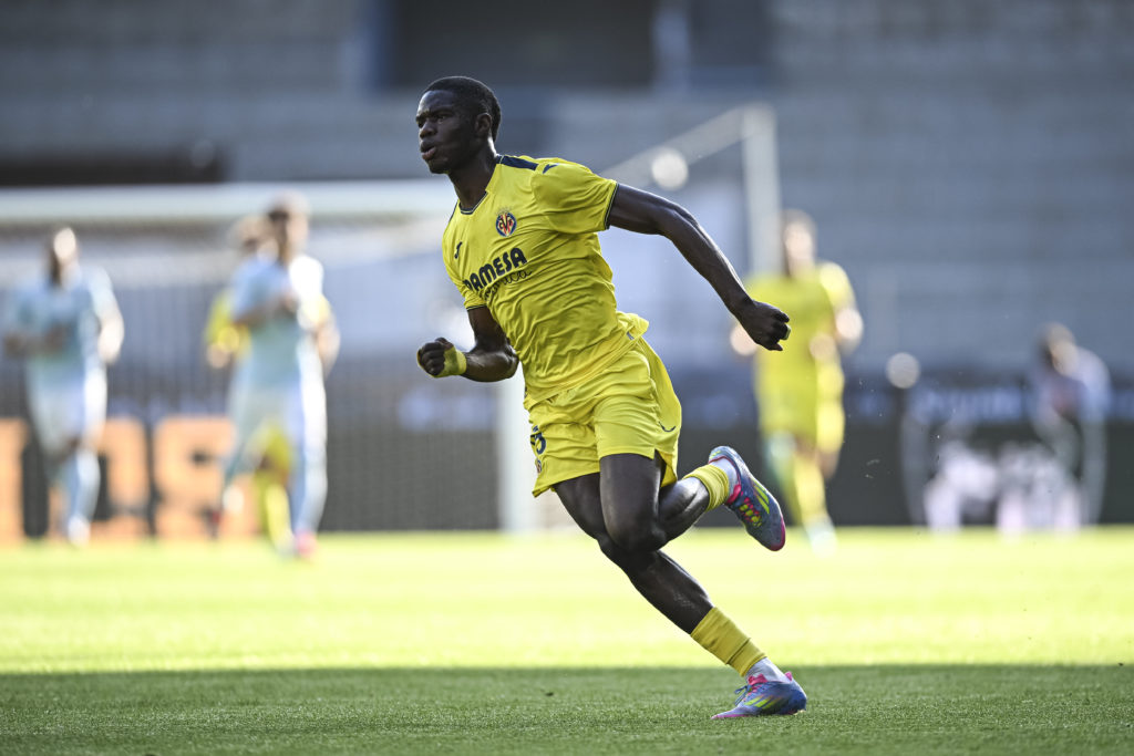 Thierno Barry of Villarreal CF in action during the LaLiga match between RC Celta de Vigo and Villarreal CF.