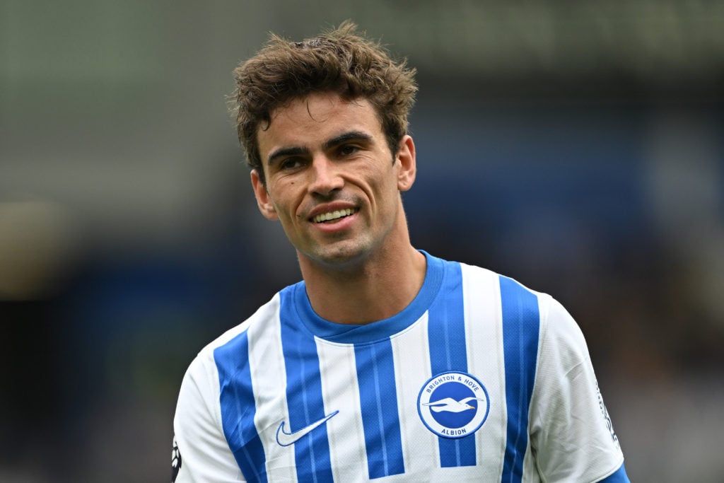 Matt O'Riley smiling during Brighton v Newcastle United.