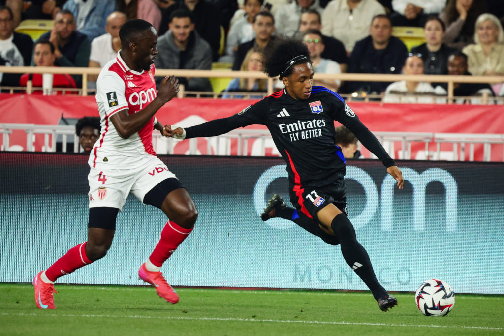 Lyon winger Malick Fofana prepares to cross the ball.