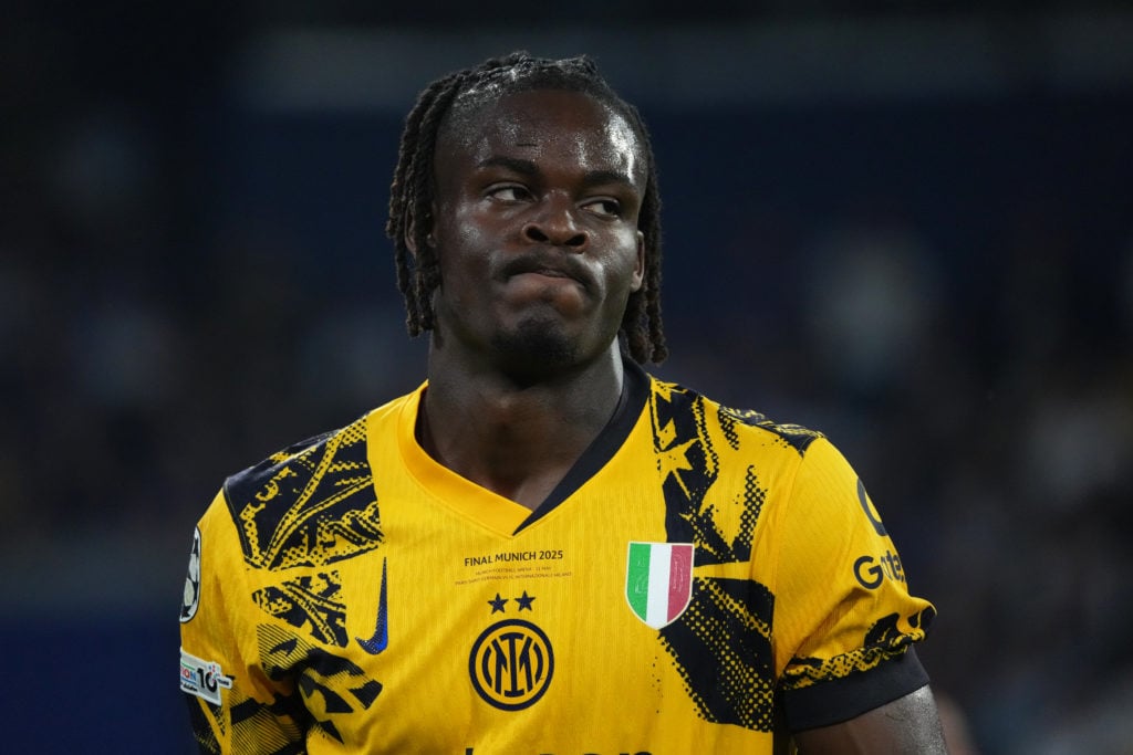 Yann Bisseck during Champions league final between PSG and Inter Milan.